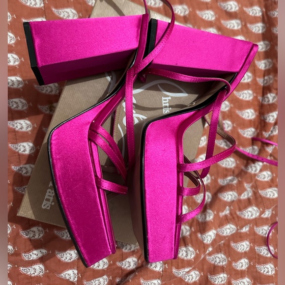 Zara platform pink satin heels. Size 39, US 8. Brand new. Never worn. - Picture 5 of 8